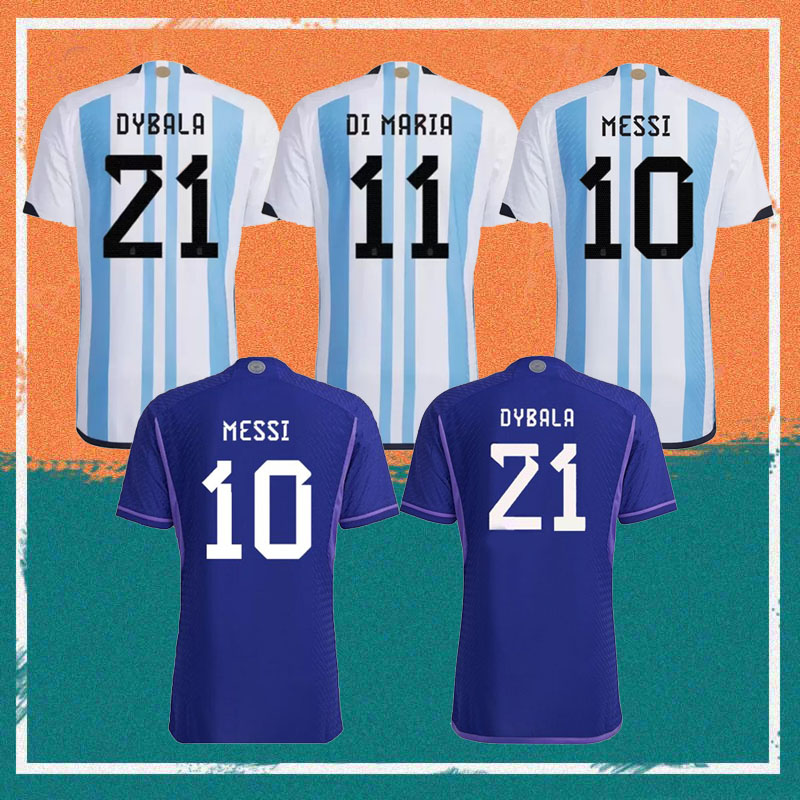 

22/23 Argentina #10 MESSI Soccer Jersey 2022 Home #11 DI MARIA #21 DYBALA #7DE PAUL shirt #22 L.MARTINEZ #20 LO CELSO MAN national team Football uniforms, Away patch