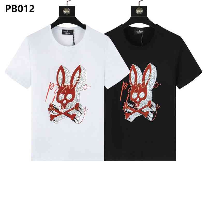 

T shirts Mens Psychoes Bunnies Casual Fashionable Skull Rabbit Round Neck Trendy Pure Cotton Designer Comfortable Classic High Sence Shirts YAH1, White