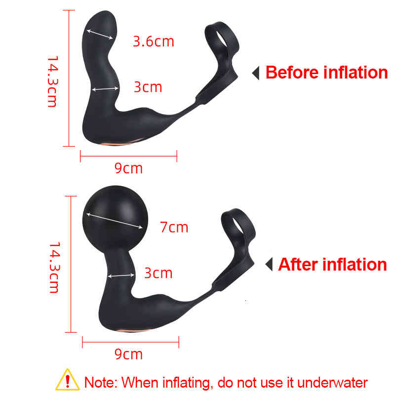 Penis Cock Wireless Remote Control Male Prostate Massager Inflatable Vibrating Butt Plug A