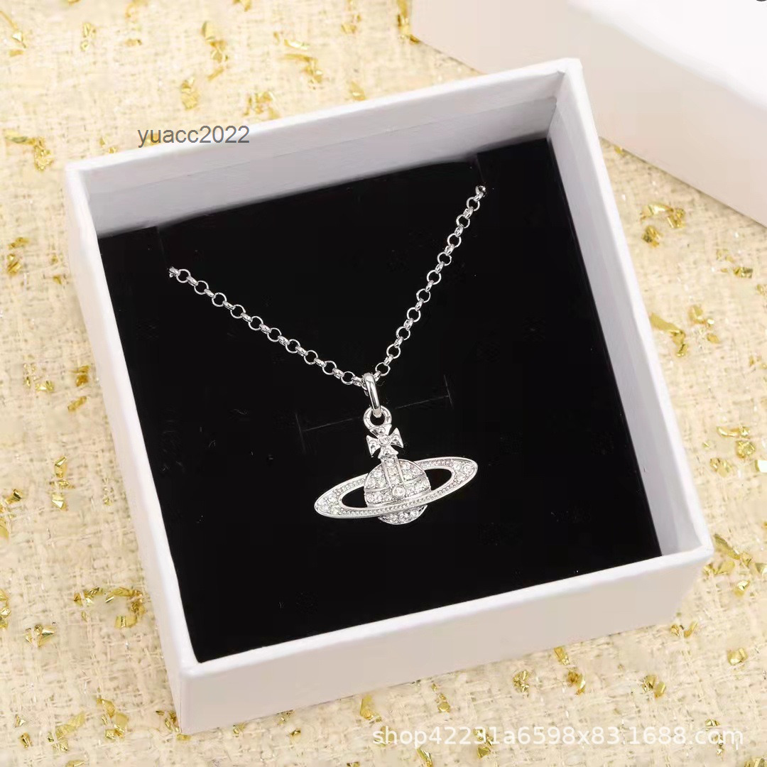 

Pendant Necklaces Vivian Westwood Saturn Necklace female pearl Vivian Westwood Necklace net red full diamond necklace personality female