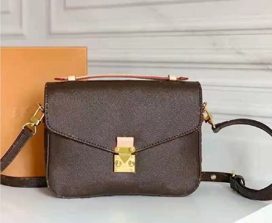 

5A Genuine Quality Print Leather Shoulder Bags Luxury fashion brand designer classic wallet leather handbag ladies parquet envelope bag fannypack, Brown flower #1