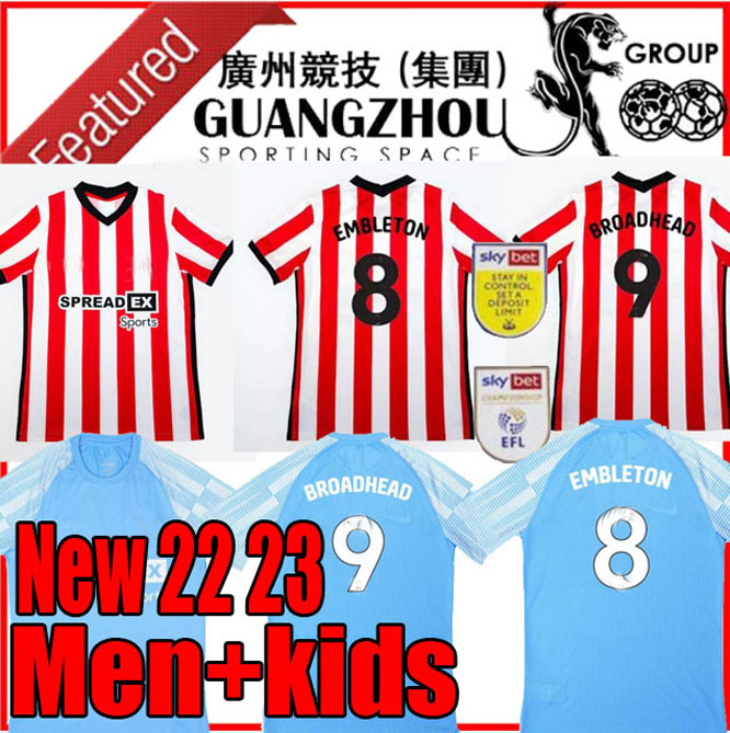 

SUNDERLAND 22 23 soccer jerseys home away BLUE SIS 2022 2023 DAJAKU EMBLETON BROADHEAD Gooch O'NIEN Stewart PRITCHARD NEIL MCGEADY kids baby kit set football shirts 66, 22/23 home 1