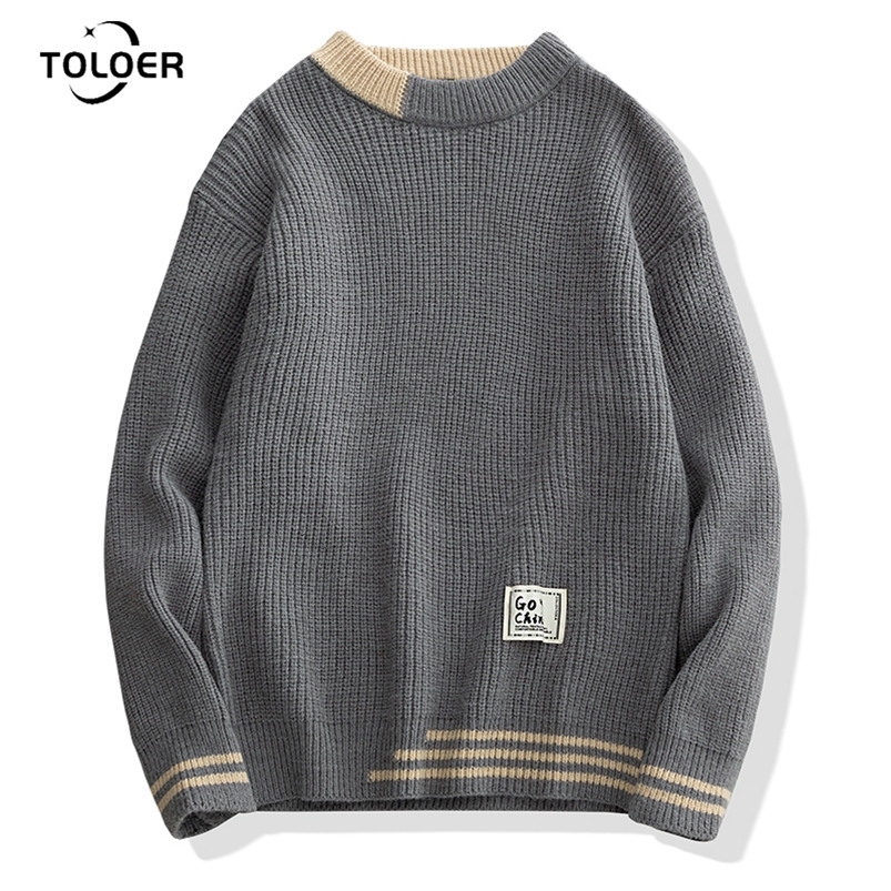 Men's Sweaters Autumn Winter Pullover Loose Casual Sweater Long Sleeve Round Neck Knitted Men Fashion Warm Clothing 220830