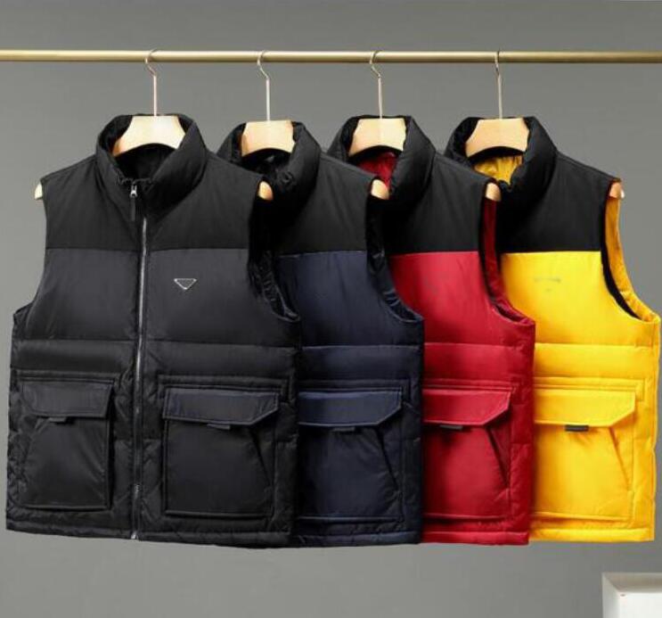 

Latest down vest men triangle logo women winter warm jacket fashion design casual sleeveless down jacket high quality down vest, Customize