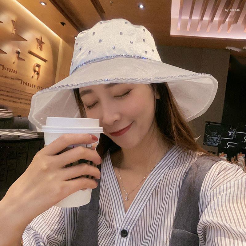 

Wide Brim Hats Hat Female Summer Fisherman Mesh Gauze Sunhat, White