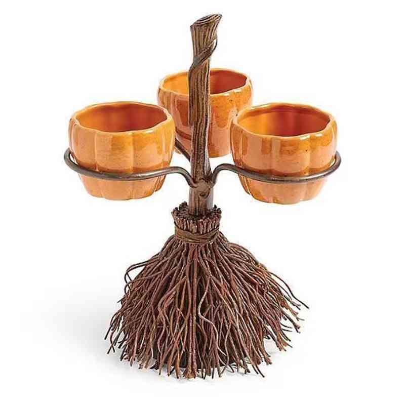 

Halloween Pumpkin Snack Bowl Stand Set Collapsible Party Trays Candy Dessert Fruits Holder Bowl Kitchen Parties DIY Decoration