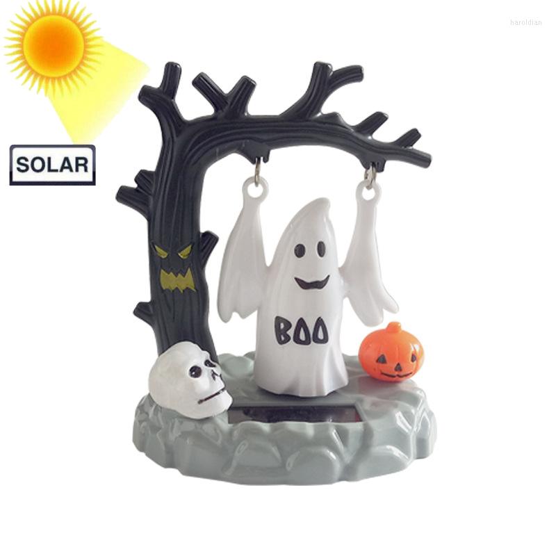 Décorations d'intérieur Ornements de voiture Halloween Fantôme Solaire Énergie Bobbling Danse Jouet Secouant La Tête Jouets Tableau De Bord Décor