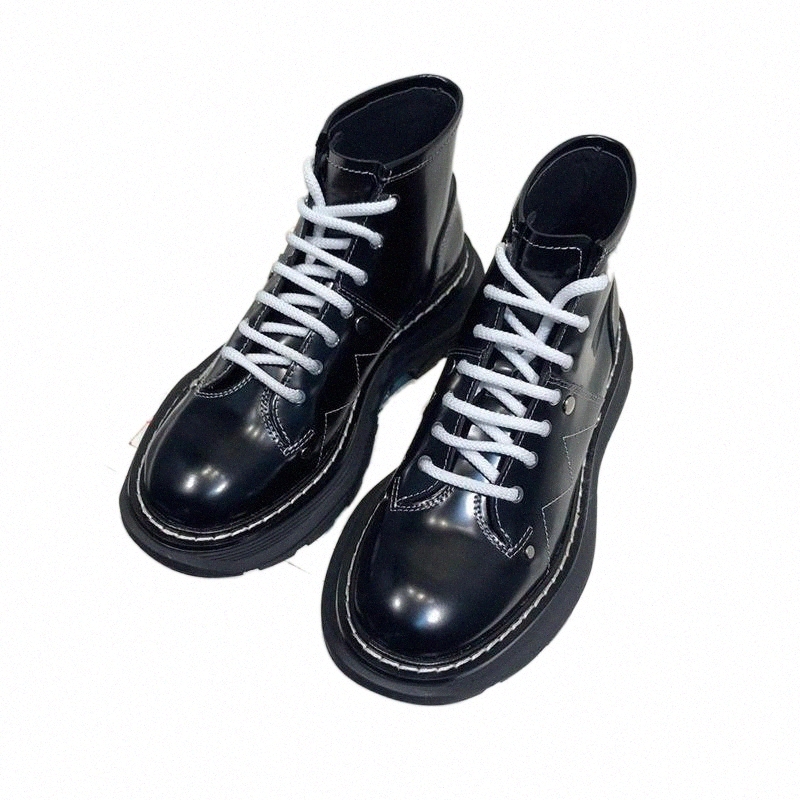 

Boots designer Womens Boots Fashion Leather Martin High Heel Platform Lace up Short Casual Shoes Snow