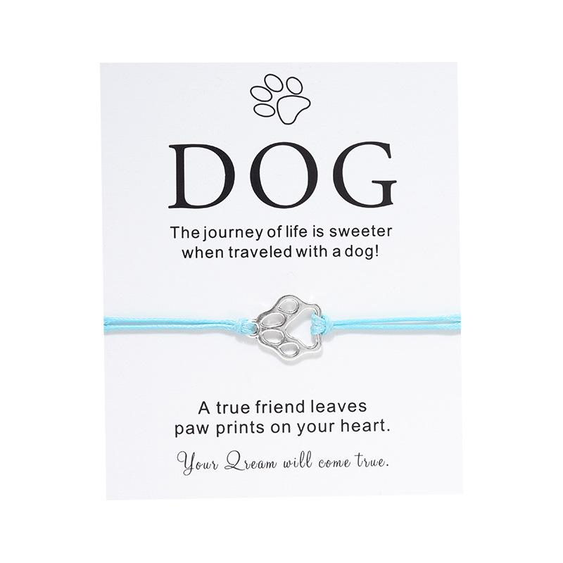 

Charm Jewelry DOG Blessing Card Bracelet Creative Personality Alloy Claw Adjustable Braided Bracelet