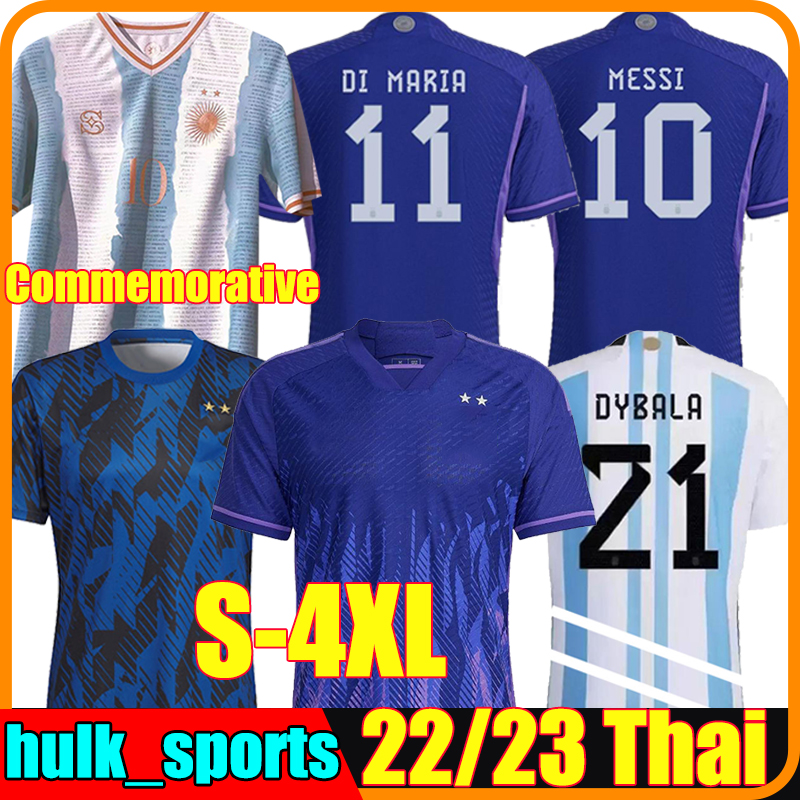 

XXXL 4XL 22/23 Argentina Soccer Jerseys DI MARIA Football Shirts 2022 2023 DYBALA LO CELSO MARADONA KUN AGUERO DE PAUL Men Women Kids kit uniforms pre-match jersey, 2021 home kids