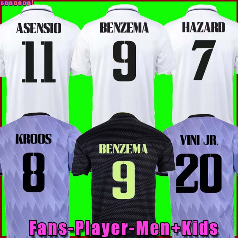 

2022 BENZEMA Finals soccer jersey 22 23 football shirt VINI JR CAMAVINGA TCHOUAMENI VALVERDE HAZARD ASENSIO MODRIC camiseta men kids kit 2023 uniforms, 3rd men + patch