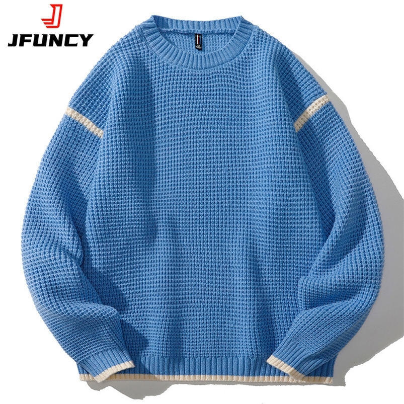 Pulls pour hommes JFUNCY Mode Hommes Pull En Tricot Automne Hiver Hommes Noir Pull Surdimensionné Ras Du Cou Mâle Cavaliers Homme Tricots 220830