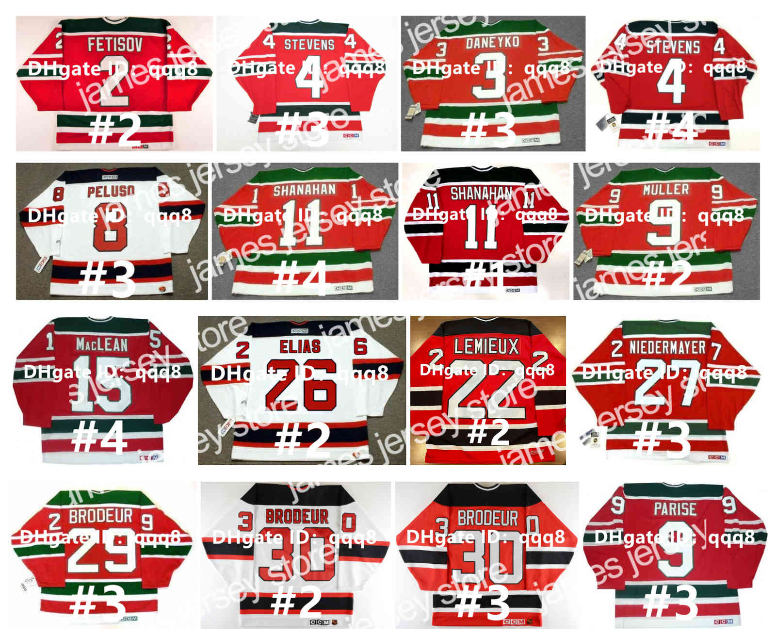 

Hockey Jerseys Vintage CCM Hockey Jersey KEN DANEYKO SCOTT STEVENS DEVILS SCOTT NIEDERMAYER MARTIN BRODEUR PATRIK ELIAS CLAUDE LEMIEUX VIACHESLAV FETISOV, As pic