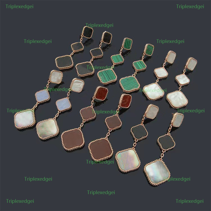 

2022 New Fashion Woman Charm Earrings Brand Classic Designer Four-leaf Clover Earring Natural Mother Shell Plated 18K Gold Earrings Jewelry