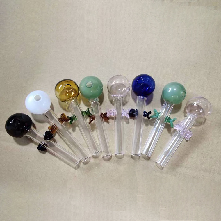 

Smoking pipe wholesale 4inch colorful flower Glass oil burner pipe mini hand tube nail pipes