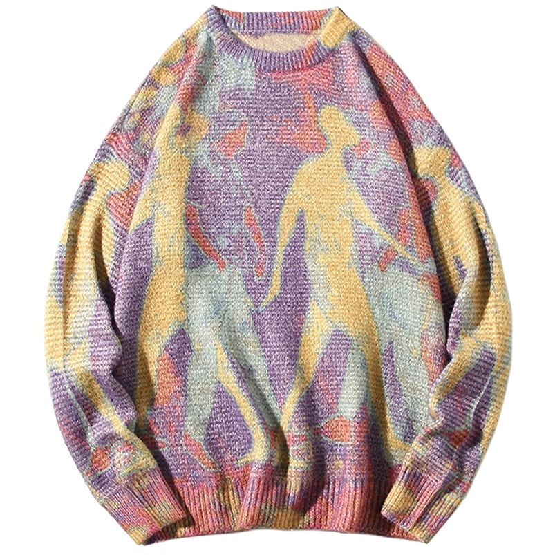 Pulls pour hommes LACIBLE wiosna swetry Harajuku Neon Color Block sweter z dzianiny mczyni kobiety lune dzianina casualowa hiphopowy 220830