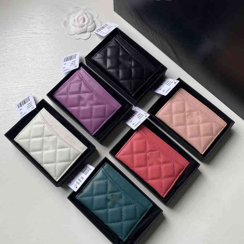 

Card Holders Luxury Brand design 31510 Letter plaid CC chain short wallet caviar women's le boy pocket Real Leather zipper card pack coin Purse Clutch, Have logos