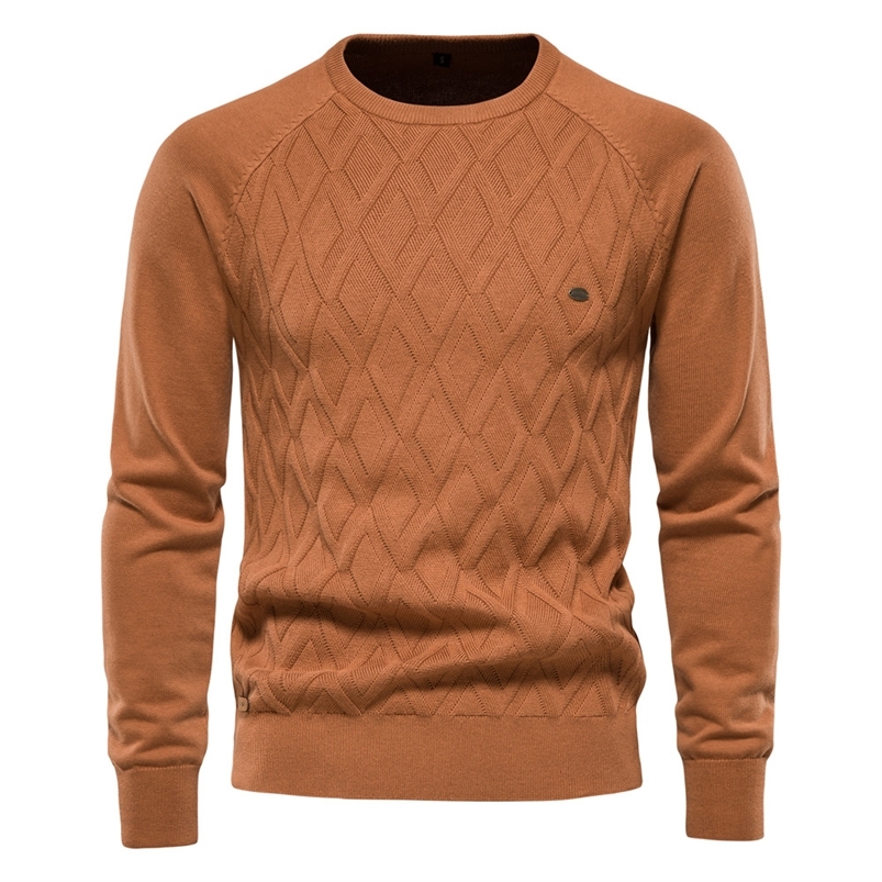 Pulls pour hommes Pulover Pria Katun Kualitas Tinggi Warna Solid Kerah Bulat Sweter Rajutan Lengan Panjang Hangat Musim Dingin Sejuk 220830