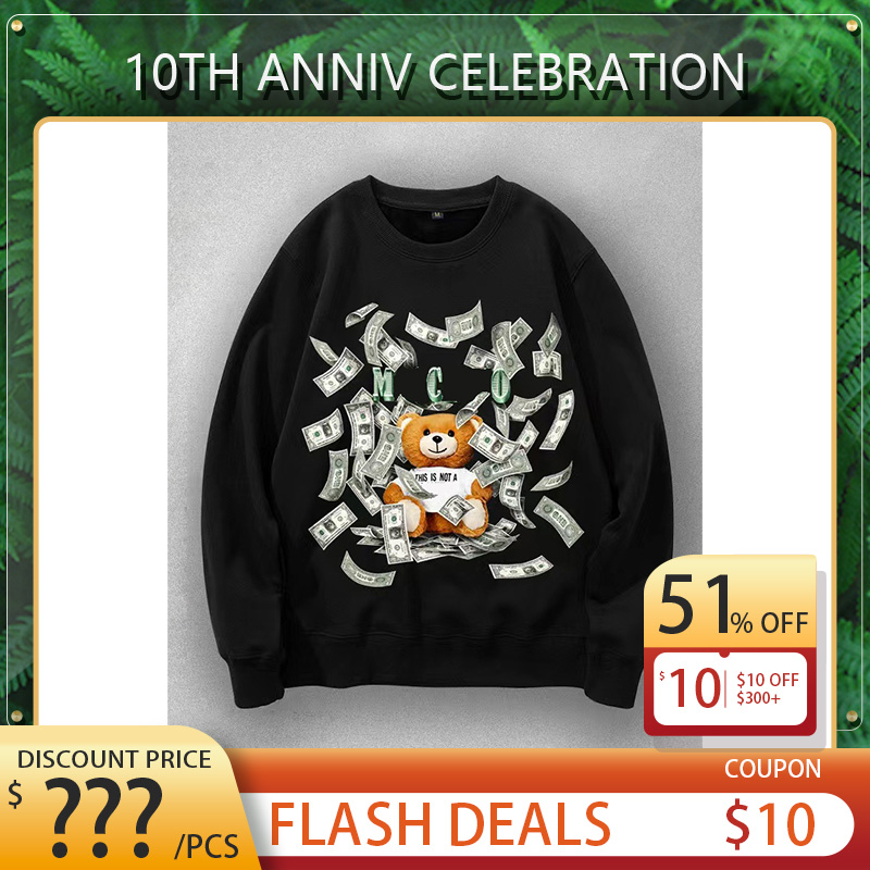 

Designer Mens Sweatshirts 10 Style Embroidery with Bear printing loose Trend Hoodies, Customize(not sale)