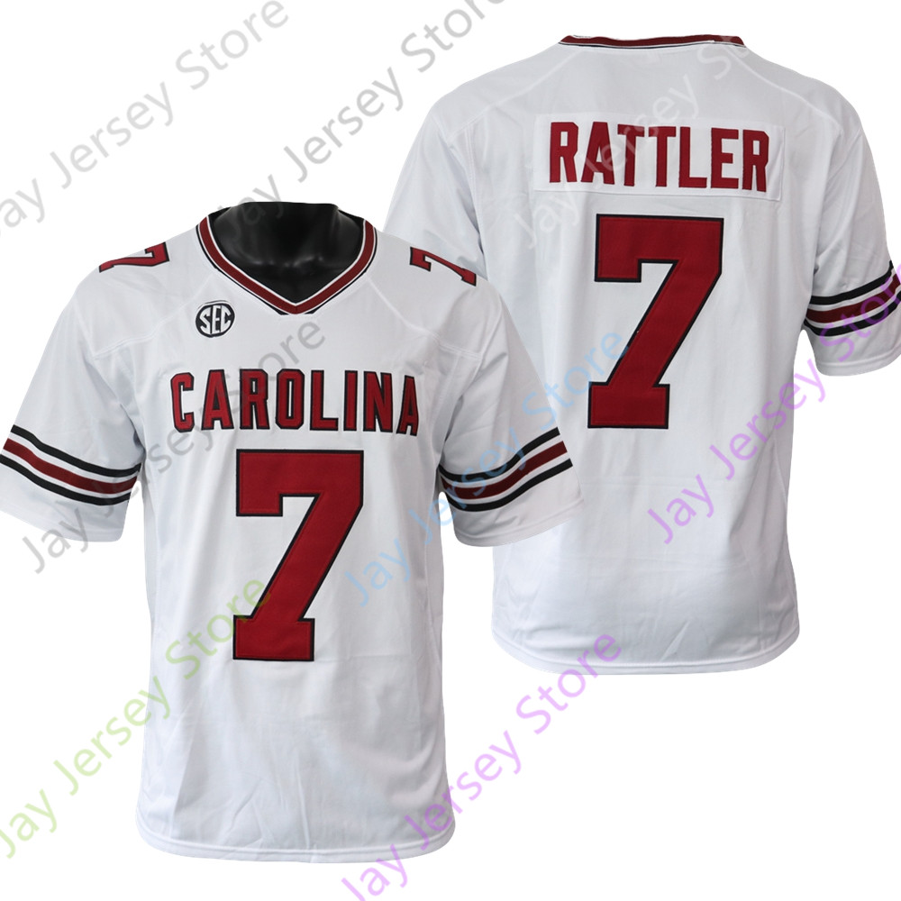 

2022 New NCAA South Carolina Gamecock Football Jersey 7 Spencer Rattler College Size Youth Adult Red White Black, As pic