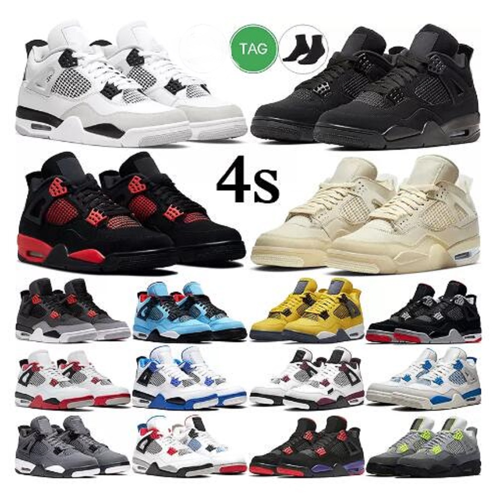 

Mens Women Jumpman 4s Basketball Shoes 4 University Pink Black Cat Bred Sail Canvas Black Royal Blue Military Canyon Purple Infrared Midnight Navy Sports Sneakers, # 21