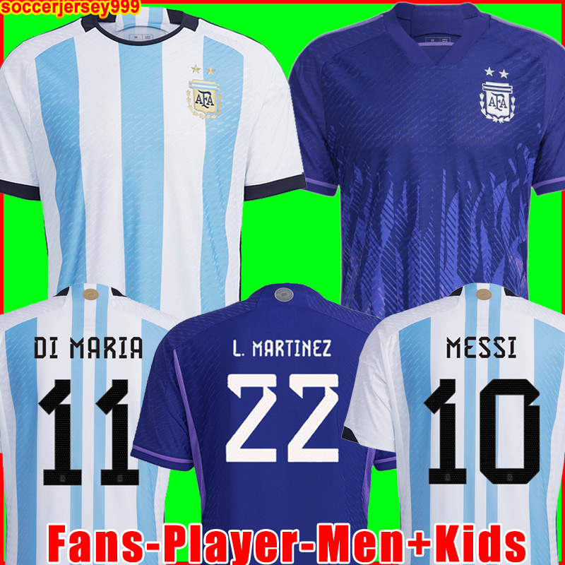 

Argentina soccer Jersey football shirt 2022 DYBALA AGUERO MARADONA DI MARIA MESSIs 22 23 fans player version Men Kids kit sets uniforms socks, 2022 men home