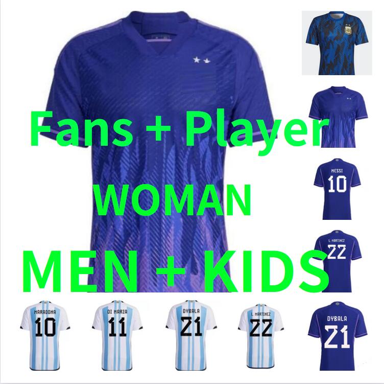 

2022 2023 Argentina Copa america Home Soccer Jerseys 22 23 QATAR World Cup DYBALA Player Version Football Shirt ICARDI MASCHERANO camiseta de futbol MEN KIDS KIT