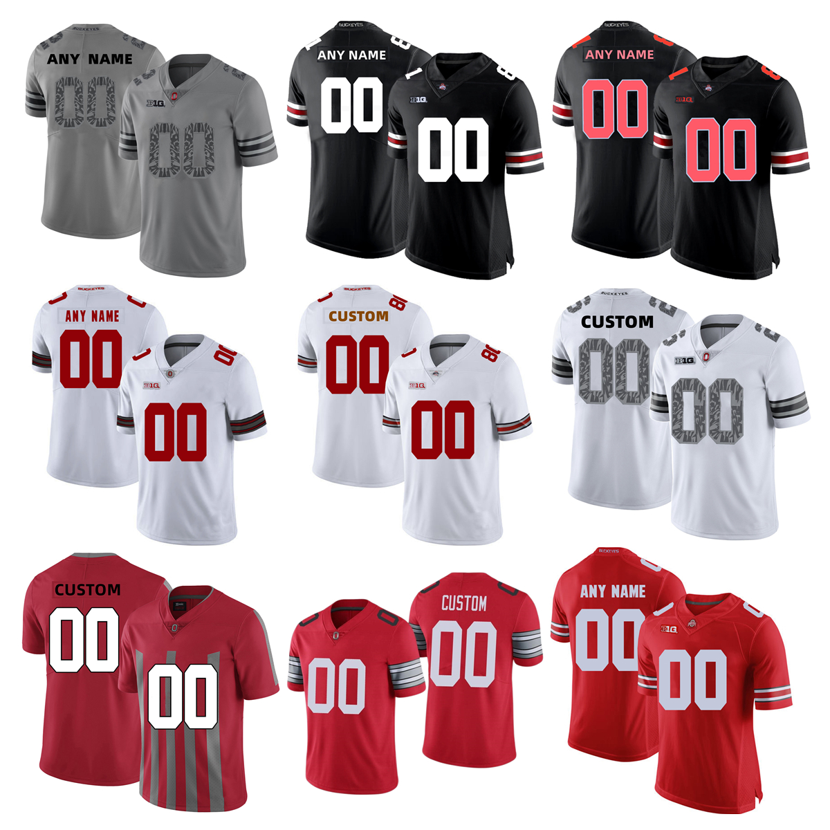 

Custom NCAA College Ohio State Buckeyes Football Jerseys Braxton Miller Justin Fields Chase Young Chris Olave Cris Carter J.K Dobbins Curtis Samuel Santonio Holmes, Men