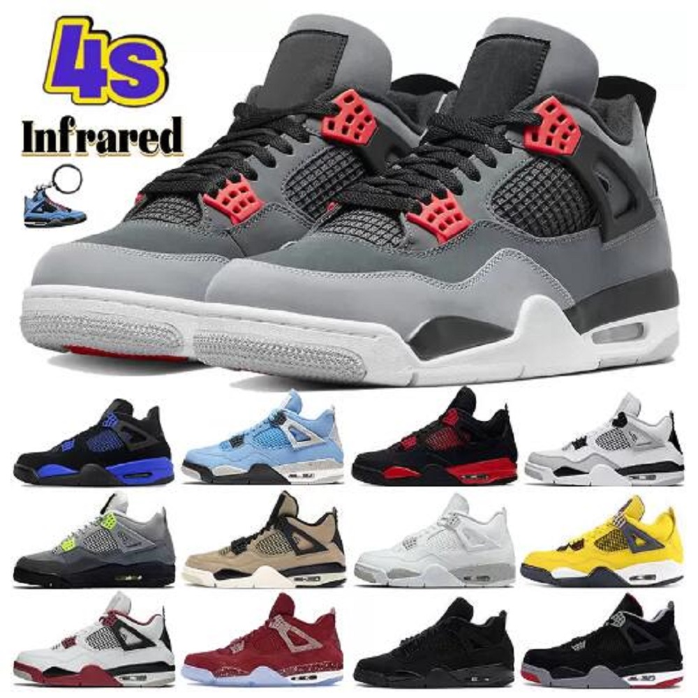 

4 4s Basketball Shoes Men Women Military Black Red Thunder Black Cat Bred University Blue Cool Grey Mens Trainers Sport Sneakers, # 36