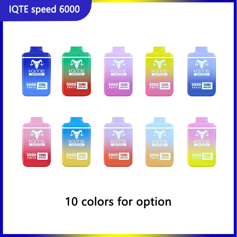 

Original IQTE speed Disposable E cigarettes 6000 Puffs Vape Pen rechargeable 550mAh Battery 15ml Pre-filled Mesh Coil Cartridge