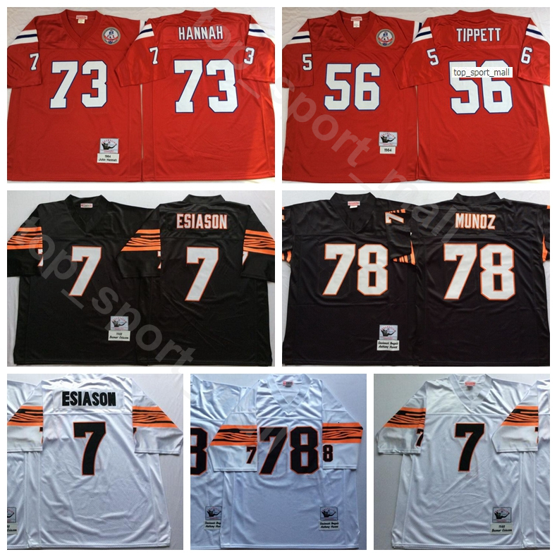 

Jersey NCAA Foobtall 7 Boomer Esiason 78 Anthony Munoz 73 John Hannah Jersey 56 Andre Tippett Red Black White Man Vintage, 78 black