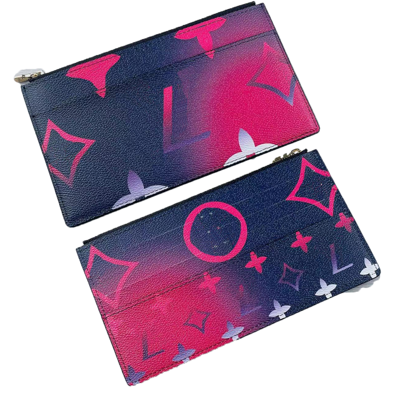 

Women Luxurys Designers Card Holders Bags Wallets Gradient Classic Flower Bag Genuine Leather Ladies Travel Wallets Coin Purse Spring in the city With Gift Box, Black