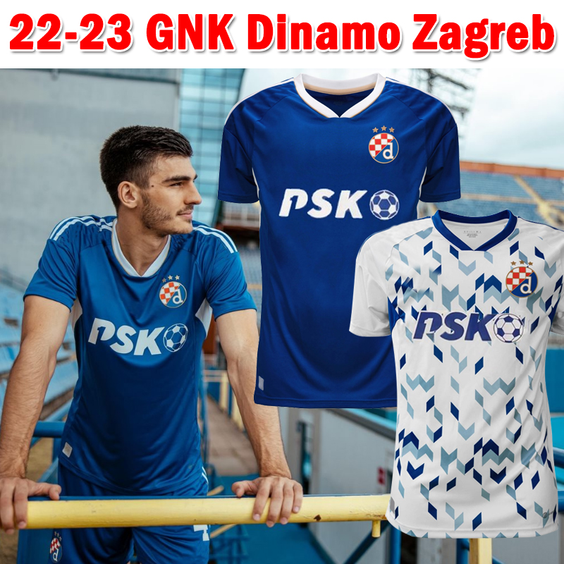 

2022 2023 GNK Dinamo Zagreb Soccer Jerseys 22-23 Home Blue Away White Football Uniforms OLMO GAVRANOVIC GOJAK PETKOVC Men Shirts, 22-23 away