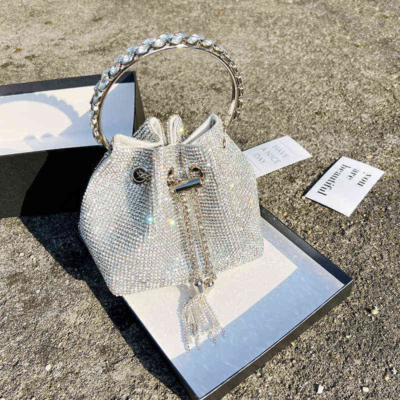 

Shoulder Bags Clutch Diamonds Bag Rhinestone Chain Shoulder Bags Luxury Ladies Purse Handbags Evening/Party/Wedding Sliver Pouch Birthday Gift 220512