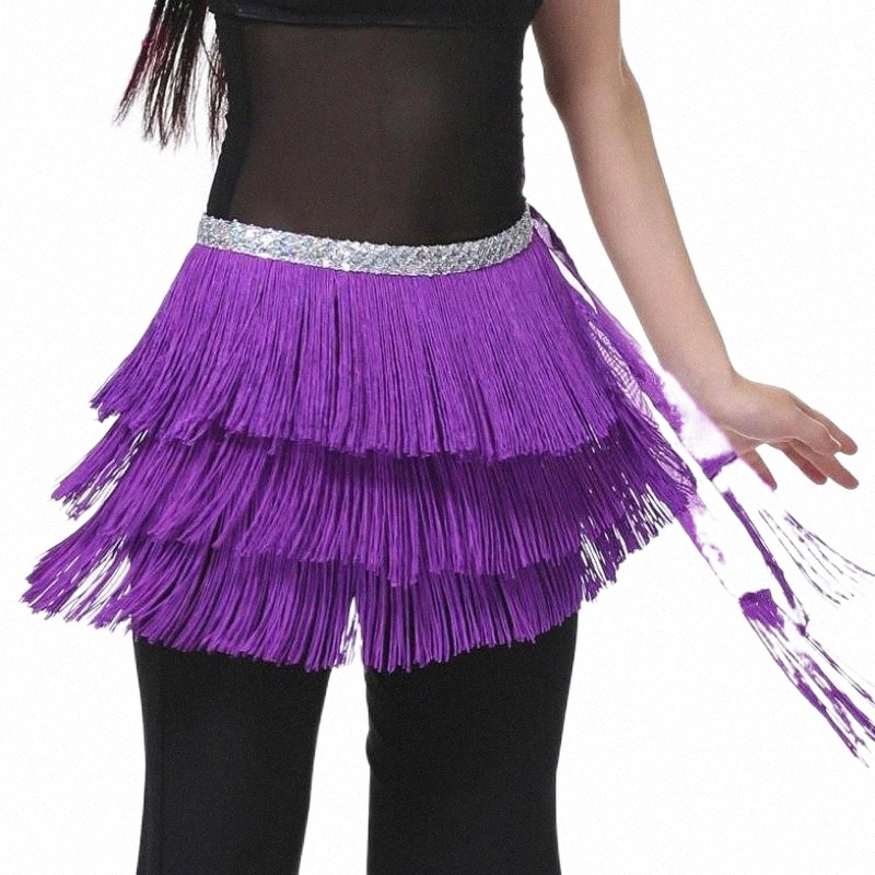 Stage Wear women Belly Dance Tassel Hip Scarf 3 Layers Belt Tribal Latin Profesional Female Clothes Dancewear 12 Colors Stage Wear f4Vk#-image-796846187