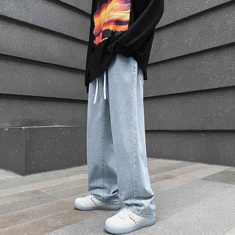 

Men' Jeans Men' Black Brand Spring Hip Hop Streetwear Korean Wide Leg Men Pants Fashion Y2K Straight Casual 3T