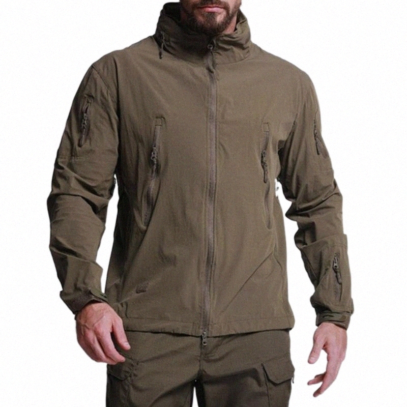 Men's Jackets men's Jackets Vaguelette Men Jacket Military Style Solid Color Green/Khaki/Grey Out Wear Hunting Outdoor Waterproof Tacti-image-796792109