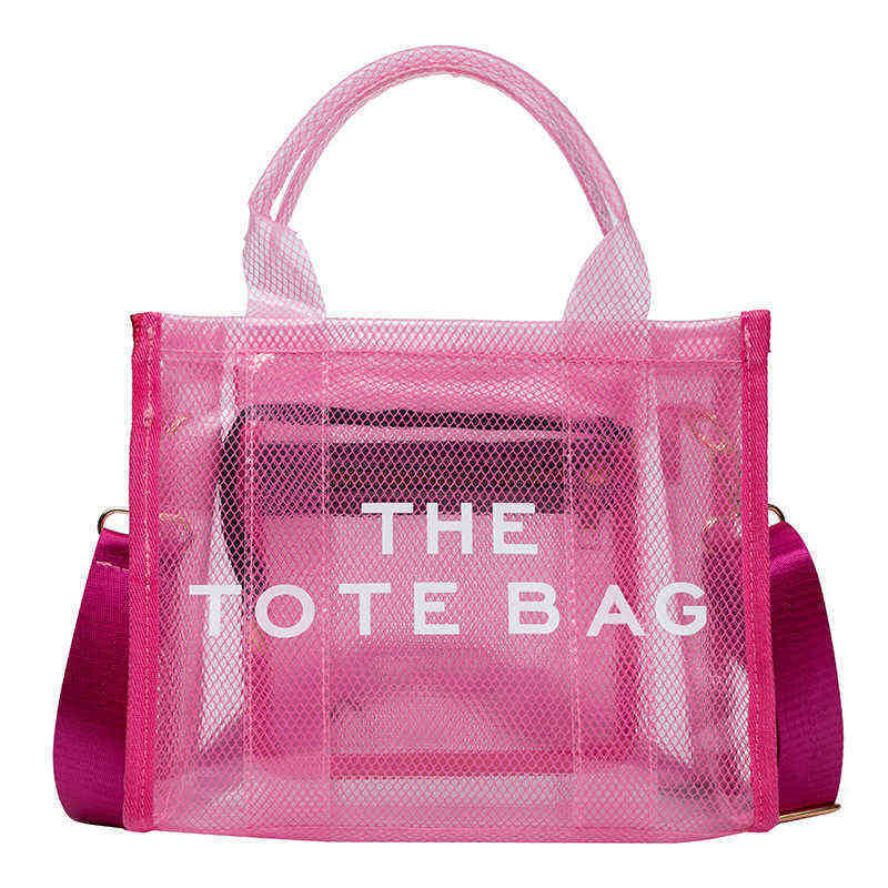 

Shoulder Bags Summer Beach Tote Bag for Women Designer Handbags Clear Pvc Fashion Lady Shoulder Crossbody Bags Casual Shopper Messenger Purse 220524, Red with logo
