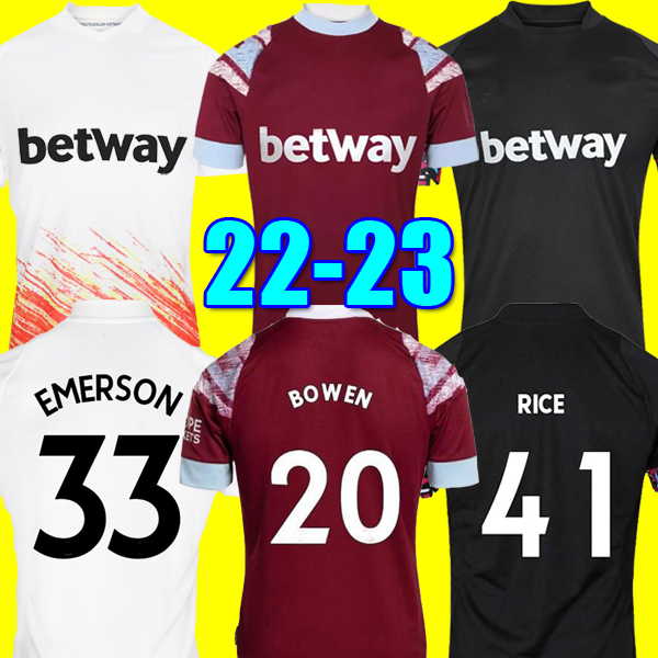 

22 23 West Hams EMERSON RICE Soccer Jerseys BOWEN LANZINI ANTONIO YARMOLENKO NOBLE FORNALS DAWSON Vlasic SOUCEK 2022 2023 Third top Football Shirt Unifroms kids kit, Away