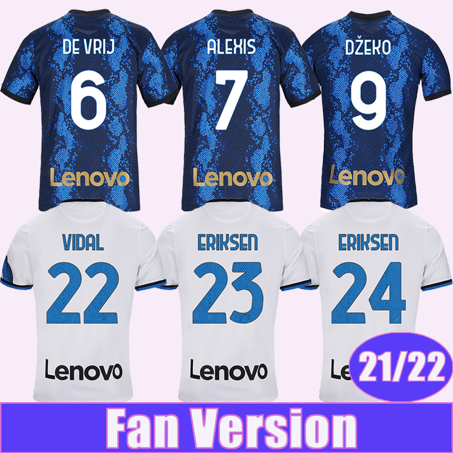

21 22 ALEXIS BARELLA LUKAKU Mens Soccer Jerseys GOSENS DZEKO LAUTARO J. CORREA CALHANOGLU SKRINIAR BROZOVIC Home Away 3rd Football Shirt Uniforms, Qm4128 21 22 away no patch