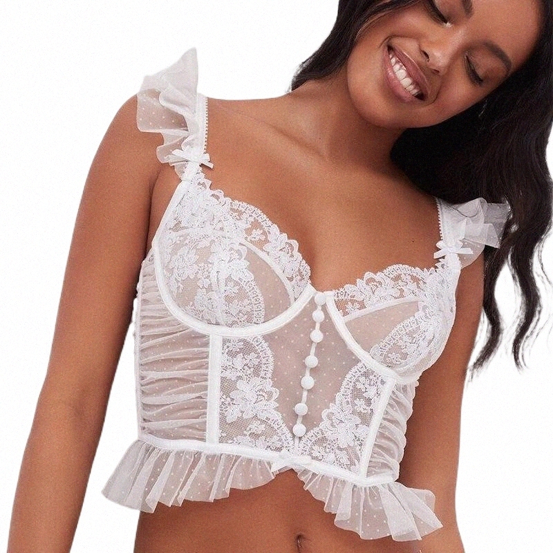 Bras Sets bras Sets Sexy Ultra-thin Lingerie Brief Set Polka Dot Mesh Embroidered Lace Bra Garter Belt T-pants 3 Piece Suit Plus Size Bralette s6-image-796839050