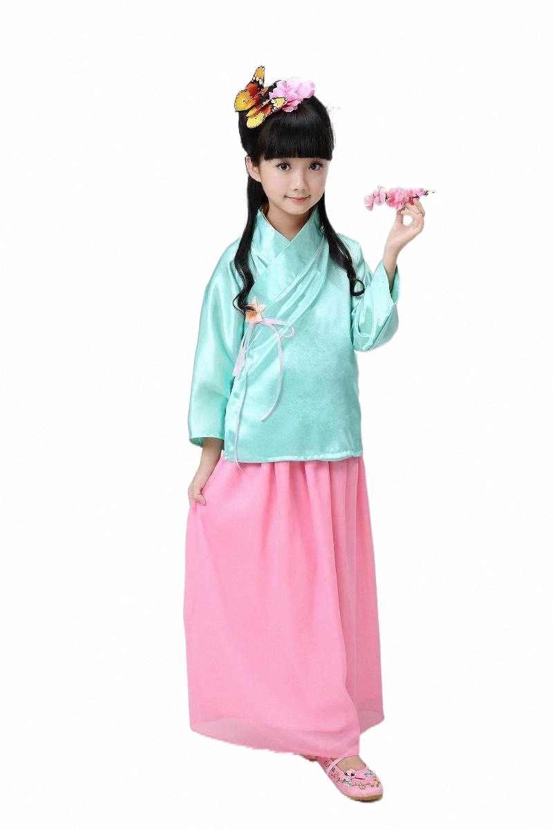 Stage Wear classic Children Ancient Costume Girls Chinese Zither Fairy Clothes Set Chiffon Hanfu Kids Dress For Spring Outing Pography Stage Wear-image-796858334