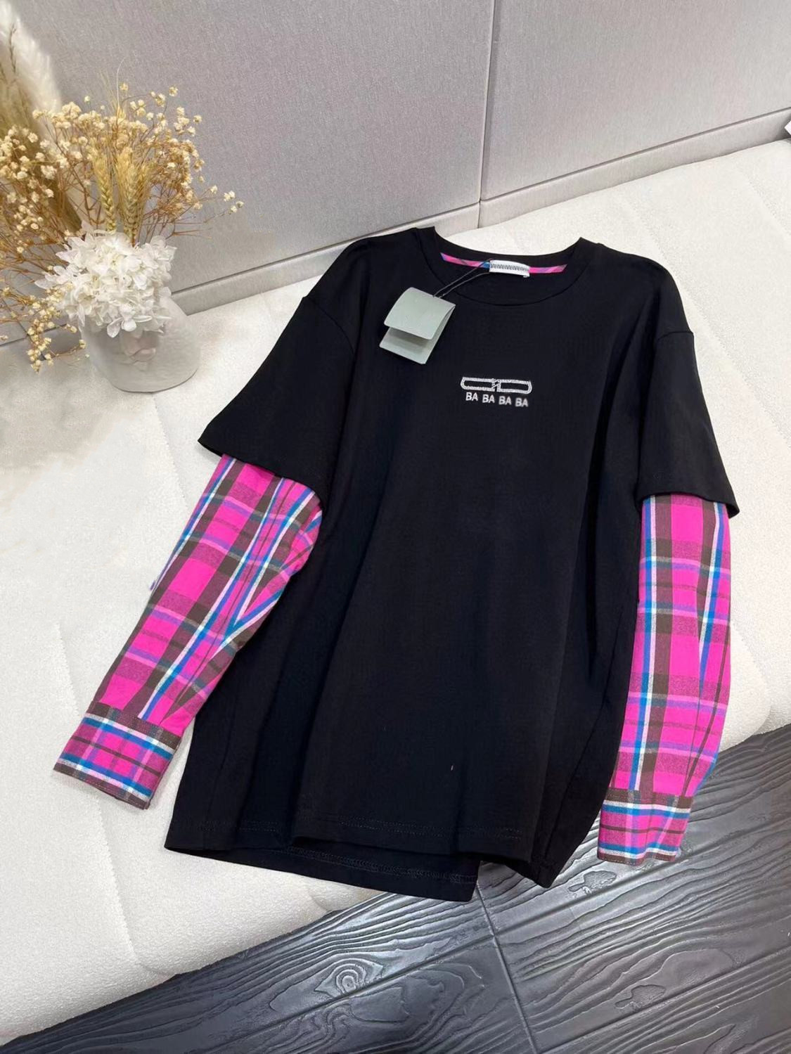 Sweat à capuche féminin hommes femme habille des manches longues en haut deux morceaux de faux amants cousus coton décontracté à capuche