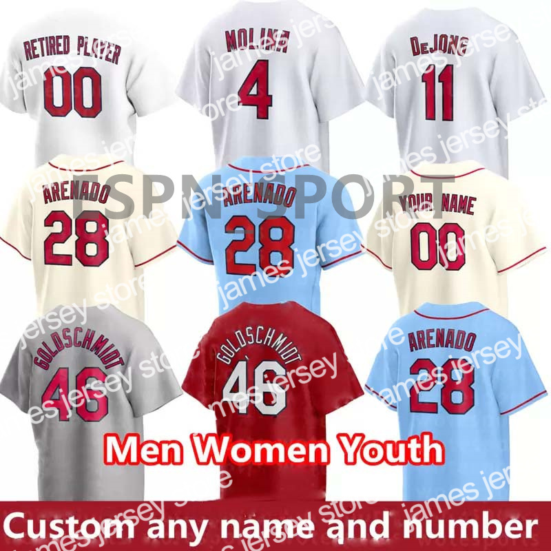

Baseball Jerseys Paul Goldschmidt Baseball Jersey Yadier Molina Matt Carpenter Cardinal Nolan Arenado Ozzie Smith Harrison Bader Stan Musial Fowler Albert, As shown in illustration