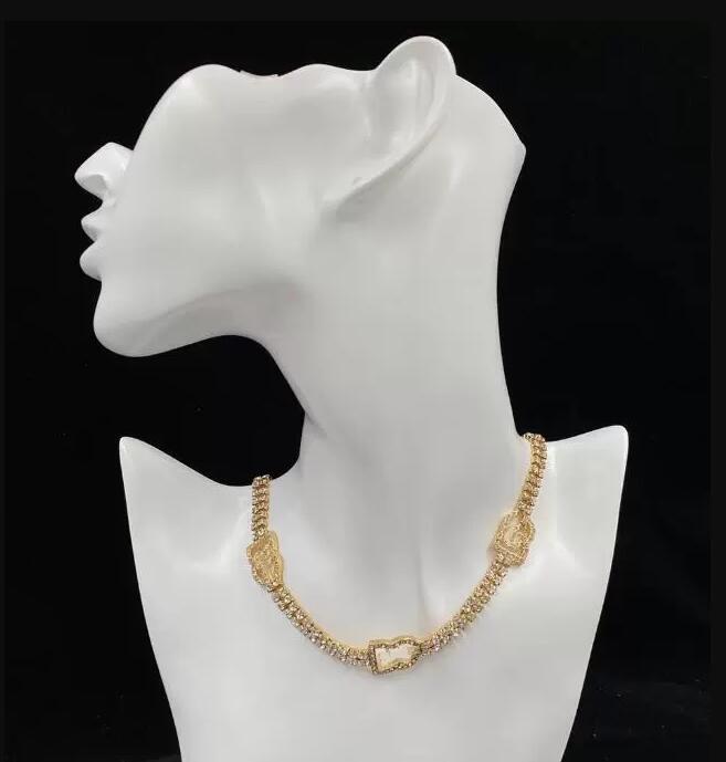 

Letter Pendant Necklaces Two letter rhinestone necklace Clavicle Chains Jewelry Party Valentine's Gift