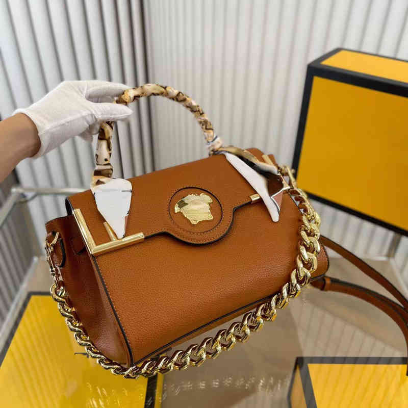 

Cross Body bag 2022 brand F new type thick Medusa hand held beauty head flip chain double belt single shoulder Crossbody Bag, Black