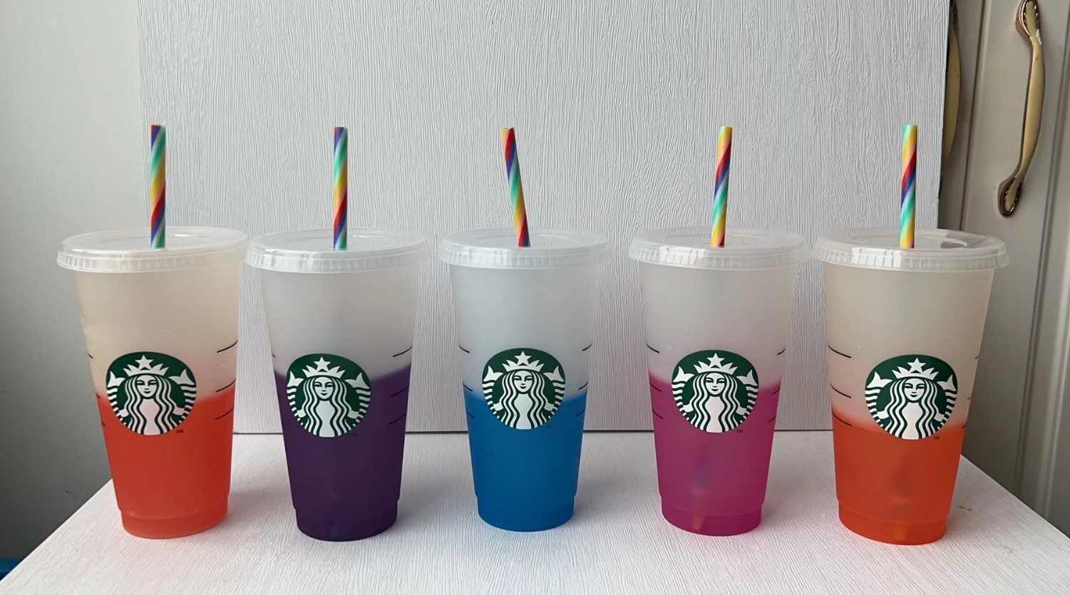 

Starbucks Mermaid Goddess 24oz Plastic Mugs Tumbler Gift Lid Reusable Clear Drinking Flat Bottom Straw Color Changing Flash Black Cups, Cup + straw + lid