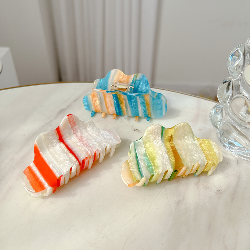 

Gradient Color Cloud Shape Hair Clamps Women Acetic Acid Medium Hair Clips Claw Length 8.8 CM Colorful Hairpins Lady Ponytail Scrunchies Headdress Jewelry Yamog