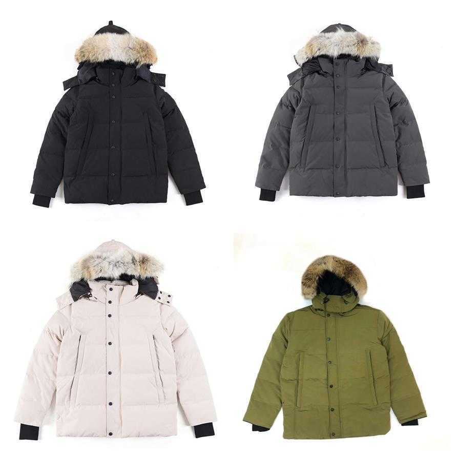 Down jacket Parkas mens Outerwear high-end hooded wolf fur windproof waterproof padded Thicken coat Removable cap Coats Outdoor jackets warm and