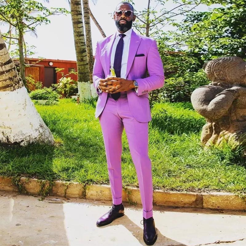 

Mens Suits Slim Fit Groomsmen Wedding Tuxedos Light Purple Two Pieces Designer One Button Blazers Formal Suit With Jacket And Pants, Brown
